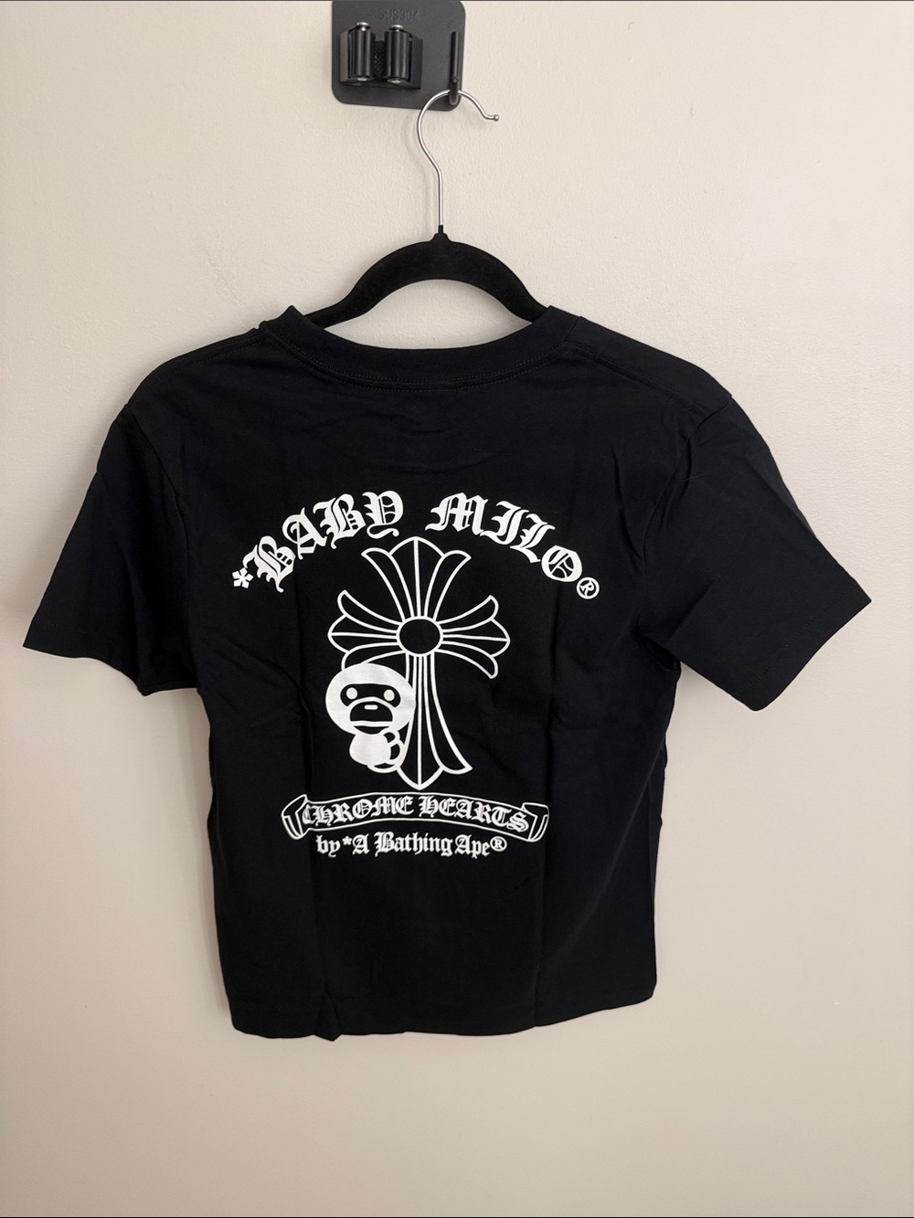 Bape x chrome Black Graphic Tee with White Logo - Picture 2 of 5